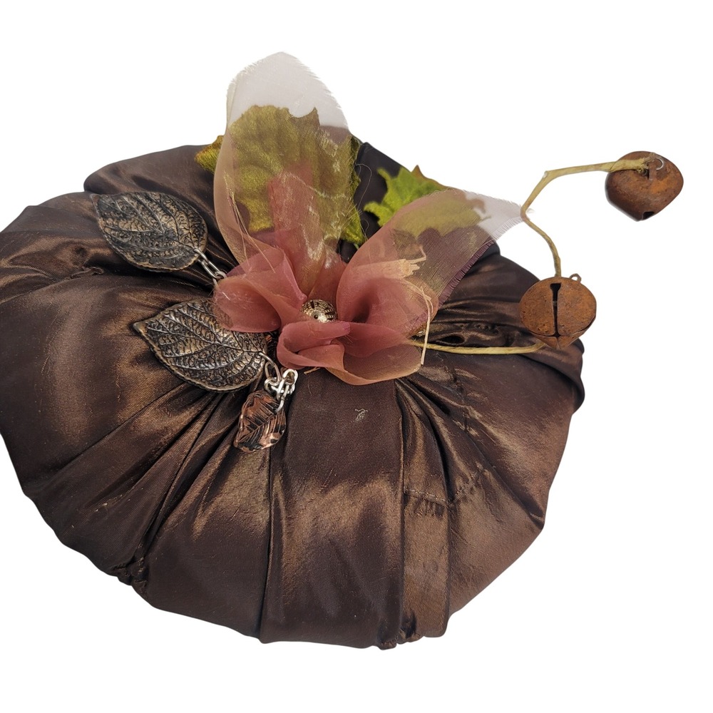 Decorative Fabric Pumpkin Autumn Fall Harvest Table Decor Home Accent Brown